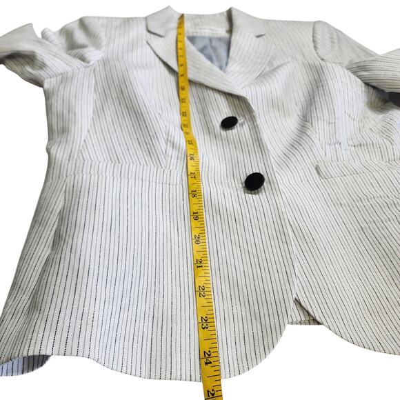 Calvin Klein Womens Blazer Size 6 Two Button White Pin Stripe Career Office Work - Picture 11 of 11